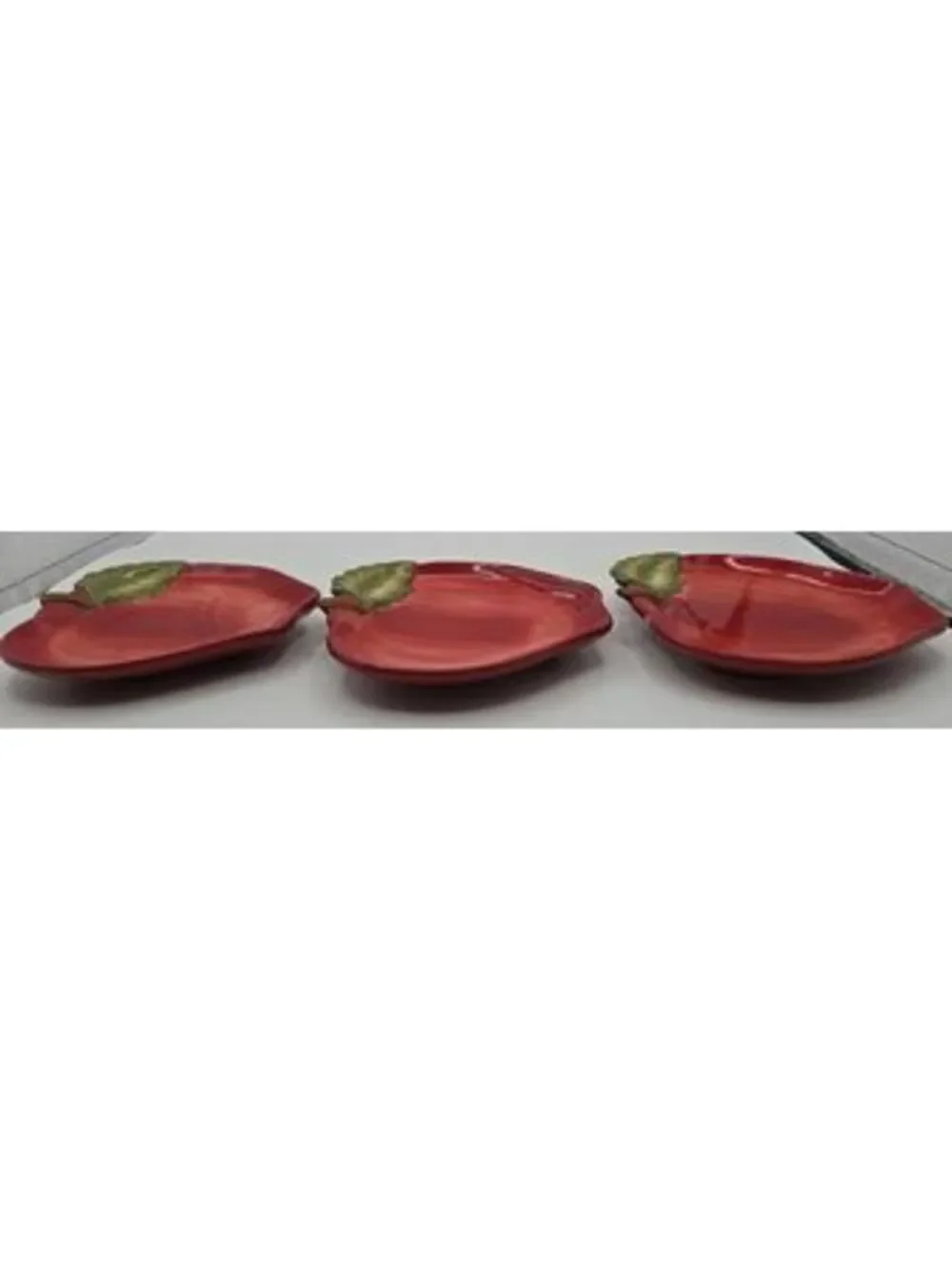 Sur La Table Red Apple Shaped Appetizer/Dessert Plates Set of 3 Fall Ceramic